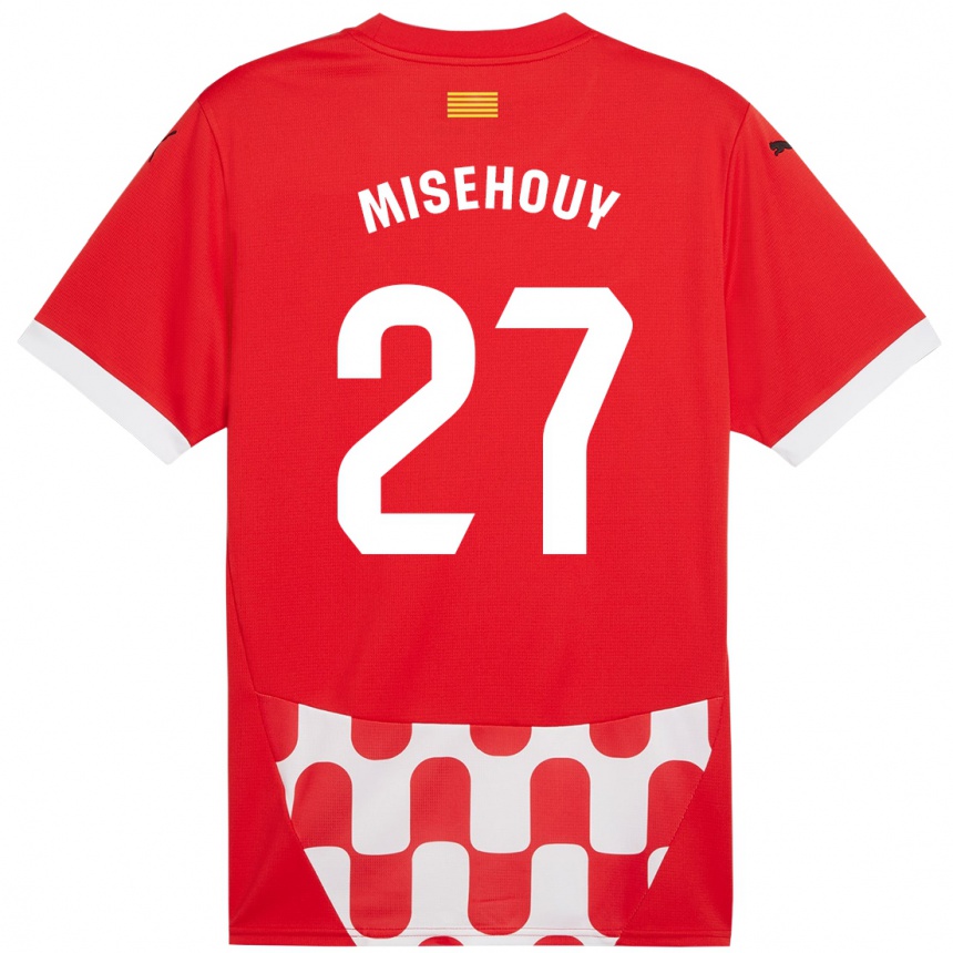 Gyermek Labdarúgás Gabriel Misehouy #27 Piros Fehér Hazai Jersey 2024/25 Mez Póló Ing