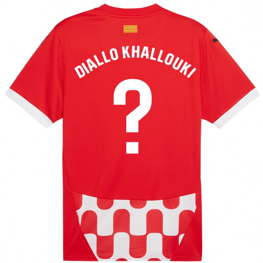 Gyermek Labdarúgás Siaka Diallo Khallouki #0 Piros Fehér Hazai Jersey 2024/25 Mez Póló Ing