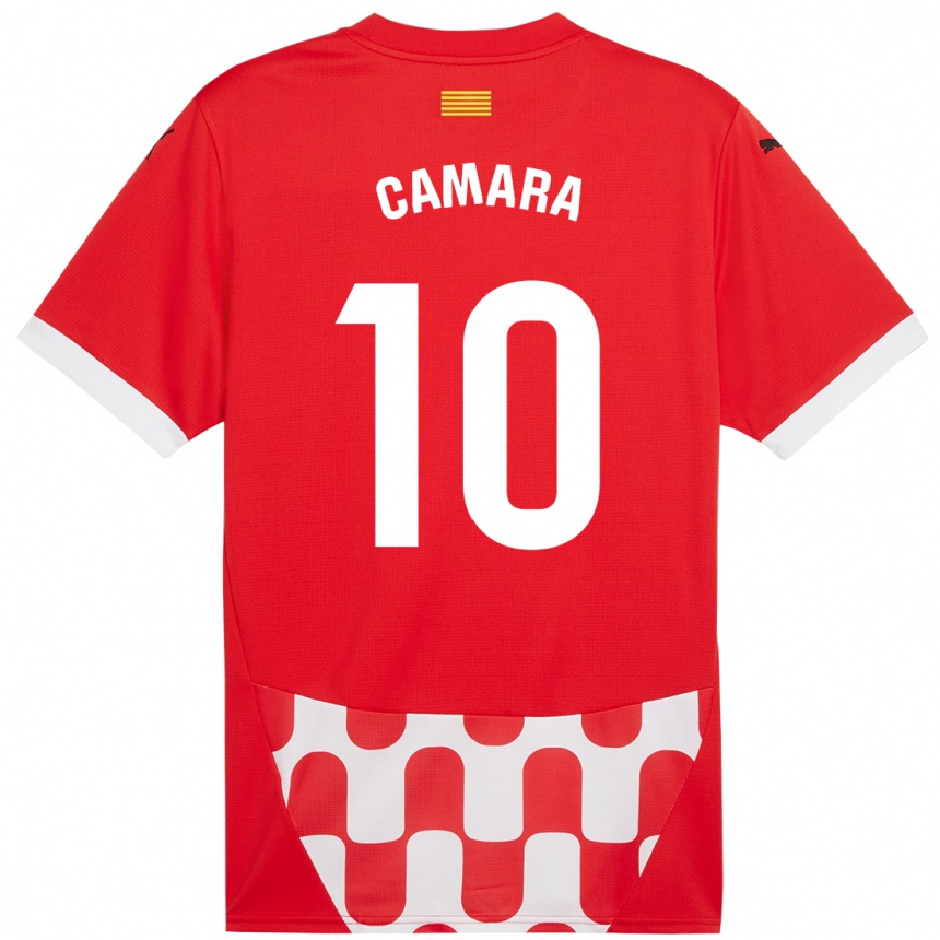 Gyermek Labdarúgás Dawda Camara #10 Piros Fehér Hazai Jersey 2024/25 Mez Póló Ing