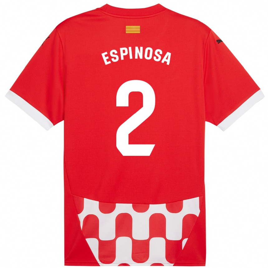 Gyermek Labdarúgás Bernardo Espinosa #2 Piros Fehér Hazai Jersey 2024/25 Mez Póló Ing