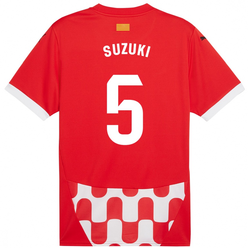 Gyermek Labdarúgás Wadi Ibrahim Suzuki #5 Piros Fehér Hazai Jersey 2024/25 Mez Póló Ing