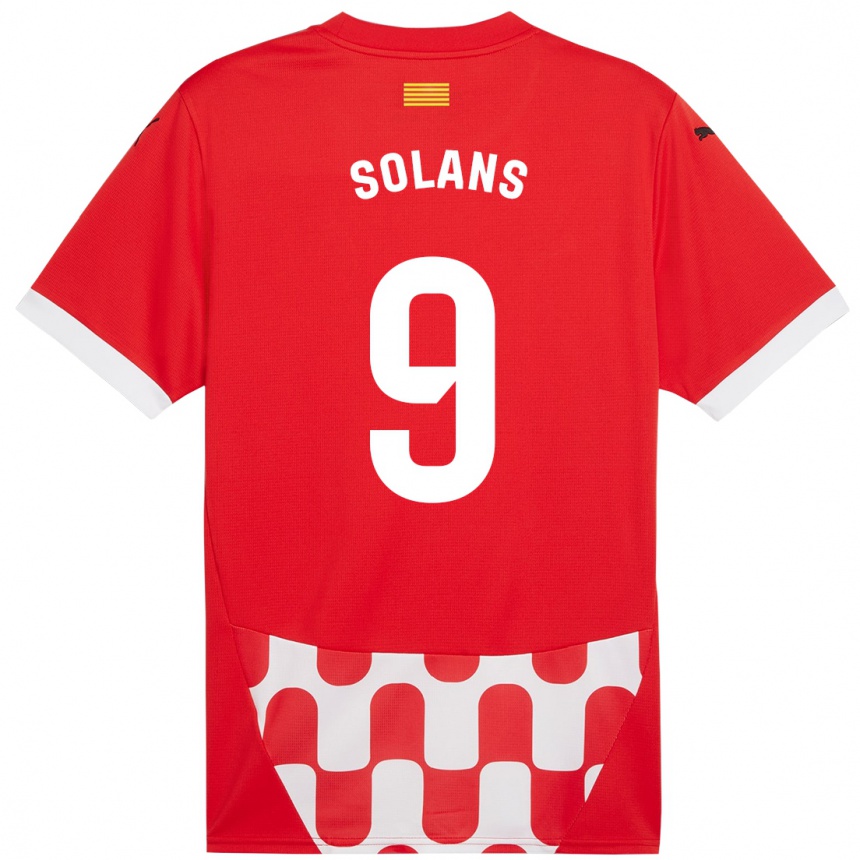 Gyermek Labdarúgás Sergi Solans #9 Piros Fehér Hazai Jersey 2024/25 Mez Póló Ing