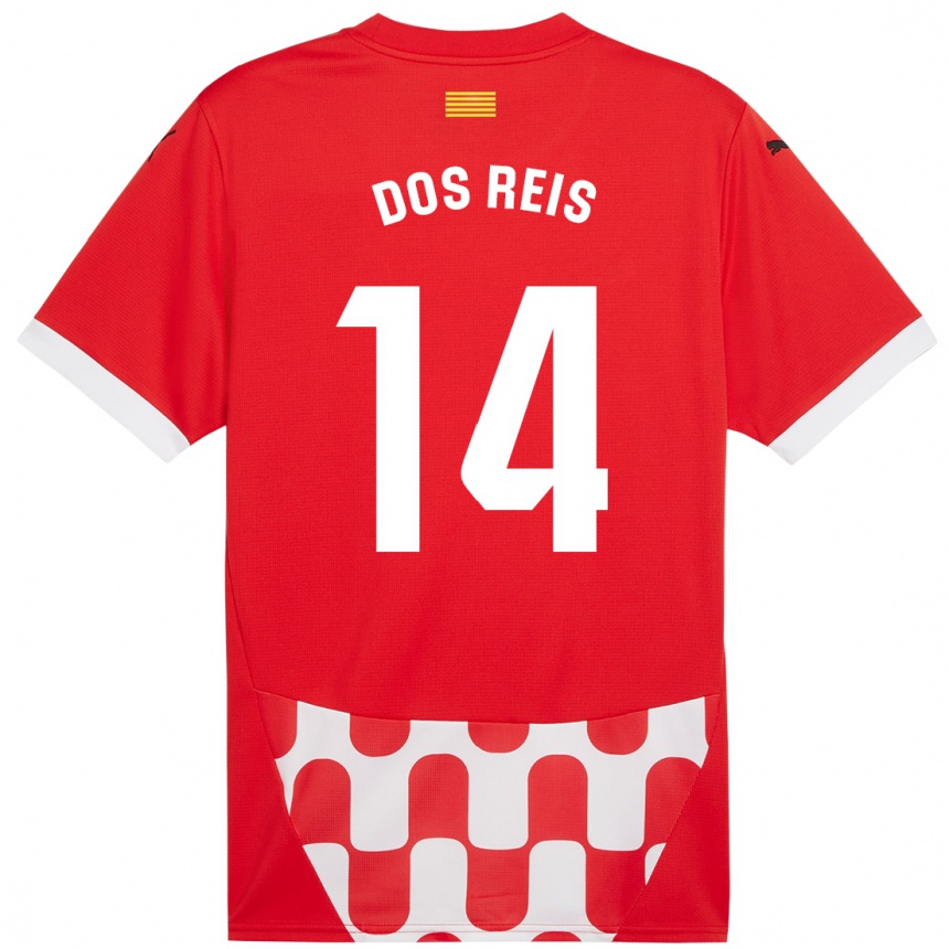 Gyermek Labdarúgás Leo Dos Reis #14 Piros Fehér Hazai Jersey 2024/25 Mez Póló Ing