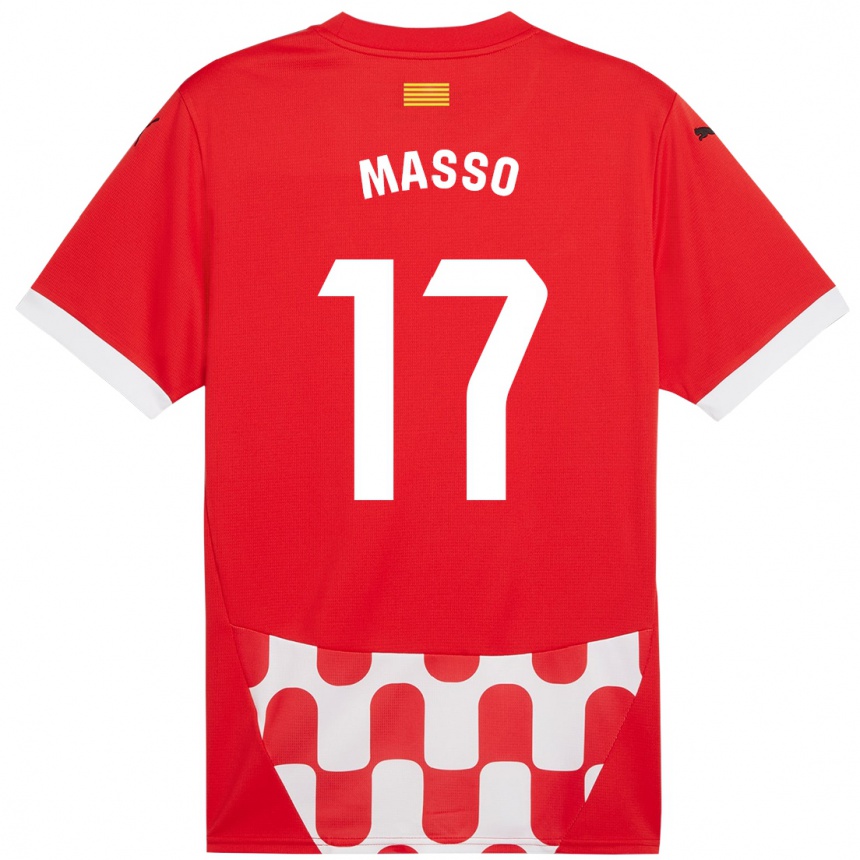 Gyermek Labdarúgás Ainoa Massó #17 Piros Fehér Hazai Jersey 2024/25 Mez Póló Ing