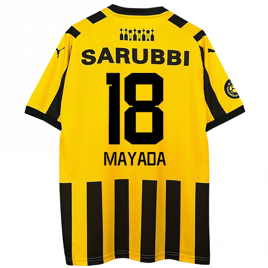 Gyermek Labdarúgás Camilo Mayada #18 Sárga Fekete Hazai Jersey 2024/25 Mez Póló Ing