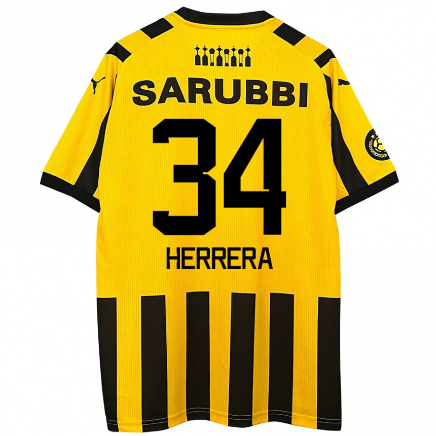 Gyermek Labdarúgás Nahuel Herrera #34 Sárga Fekete Hazai Jersey 2024/25 Mez Póló Ing