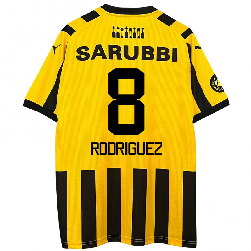 Gyermek Labdarúgás Sebastián Rodríguez #8 Sárga Fekete Hazai Jersey 2024/25 Mez Póló Ing