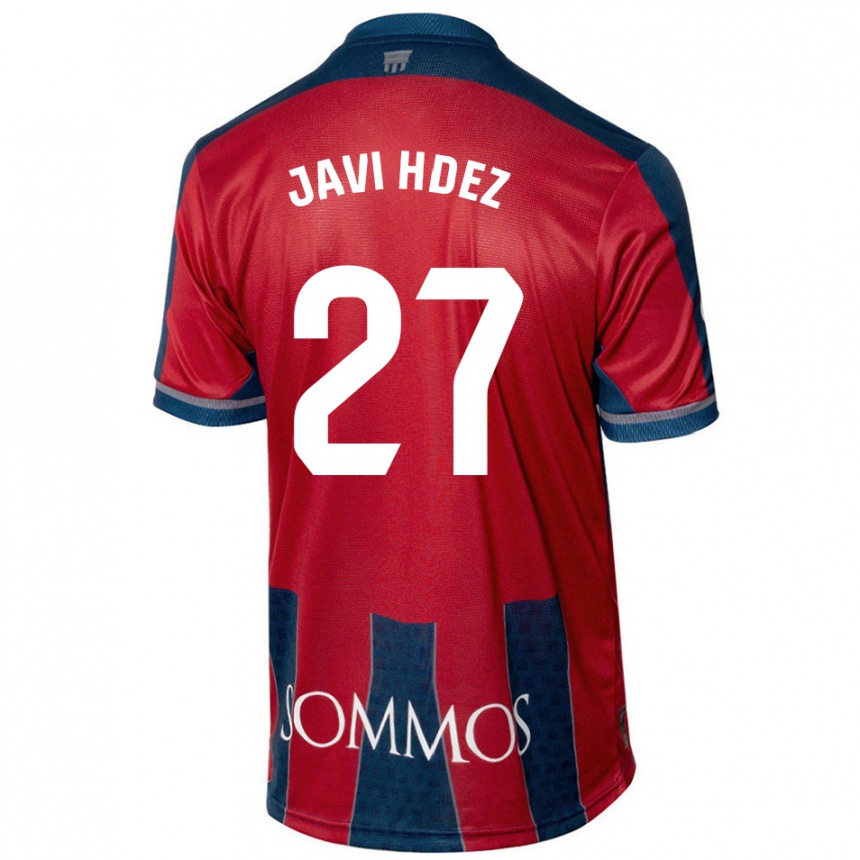 Gyermek Labdarúgás Javi Hernández #27 Piros Kék Hazai Jersey 2024/25 Mez Póló Ing