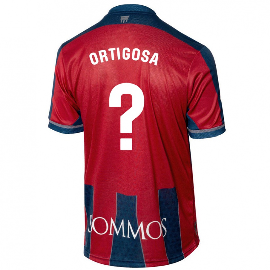 Gyermek Labdarúgás Aritz Ortigosa #0 Piros Kék Hazai Jersey 2024/25 Mez Póló Ing