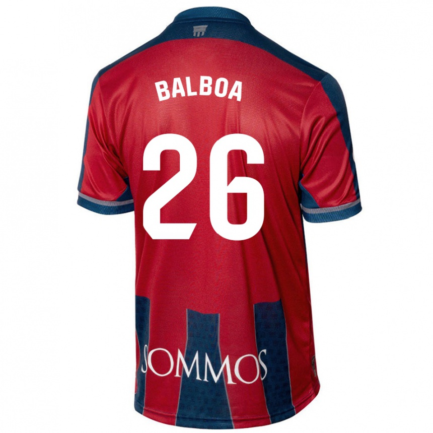 Gyermek Labdarúgás Álex Balboa #26 Piros Kék Hazai Jersey 2024/25 Mez Póló Ing