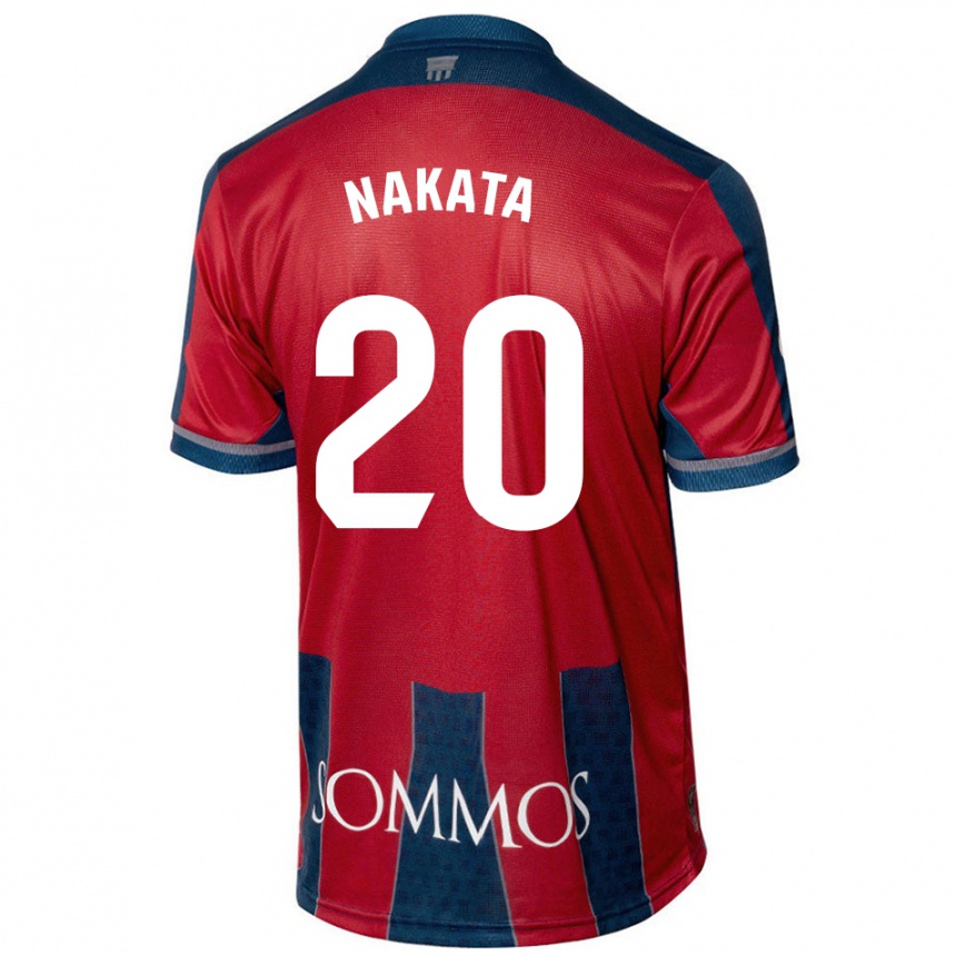 Gyermek Labdarúgás Yuki Nakata #20 Piros Kék Hazai Jersey 2024/25 Mez Póló Ing