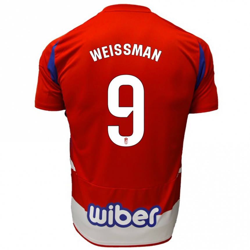 Gyermek Labdarúgás Shon Weissman #9 Piros Fehér Kék Hazai Jersey 2024/25 Mez Póló Ing