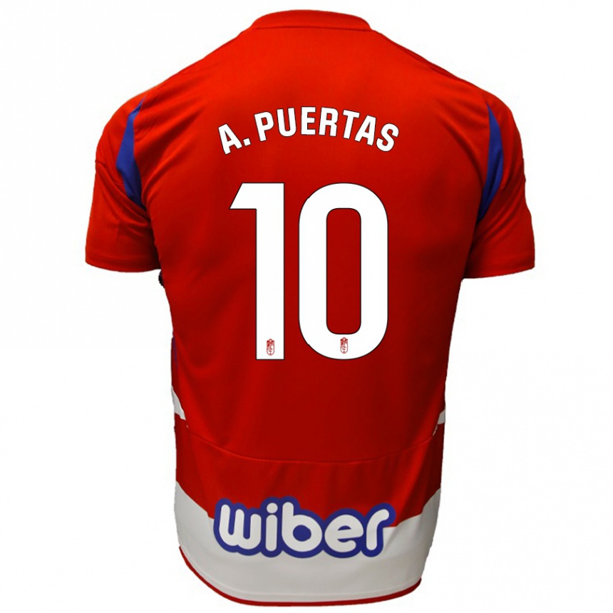 Gyermek Labdarúgás Antonio Puertas #10 Piros Fehér Kék Hazai Jersey 2024/25 Mez Póló Ing