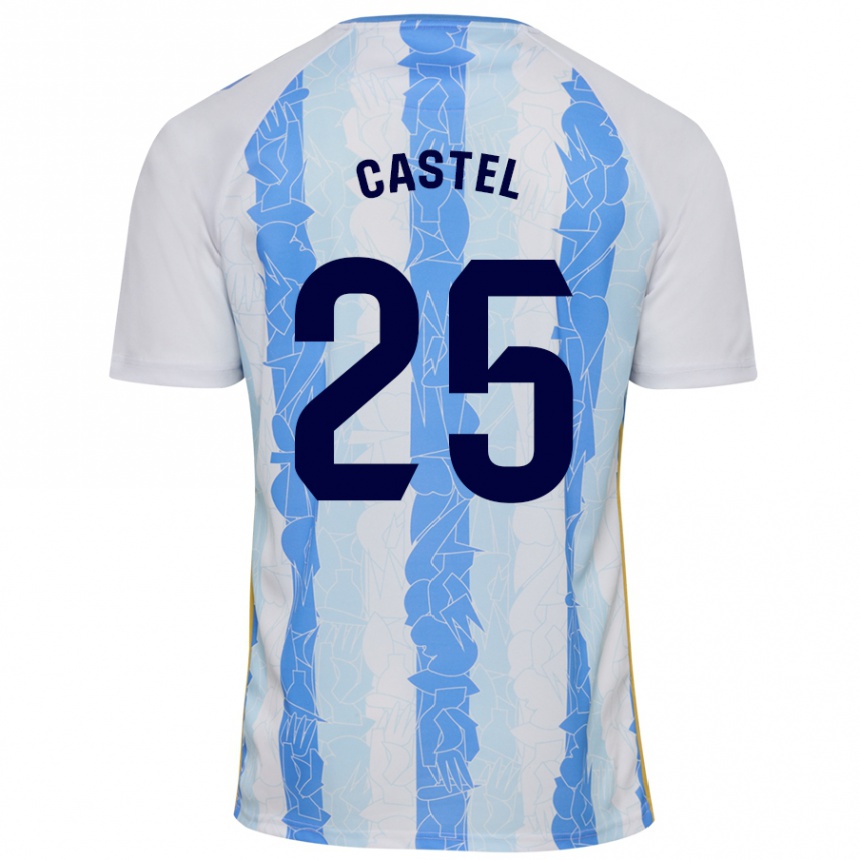 Gyermek Labdarúgás Sergio Castel #25 Fehér Kék Hazai Jersey 2024/25 Mez Póló Ing