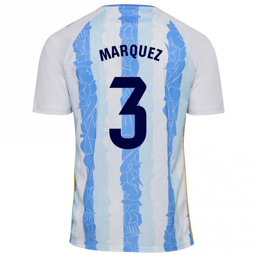 Gyermek Labdarúgás David Márquez #3 Fehér Kék Hazai Jersey 2024/25 Mez Póló Ing