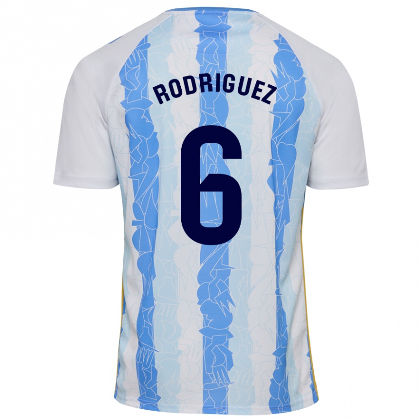 Gyermek Labdarúgás Rafa Rodríguez #6 Fehér Kék Hazai Jersey 2024/25 Mez Póló Ing