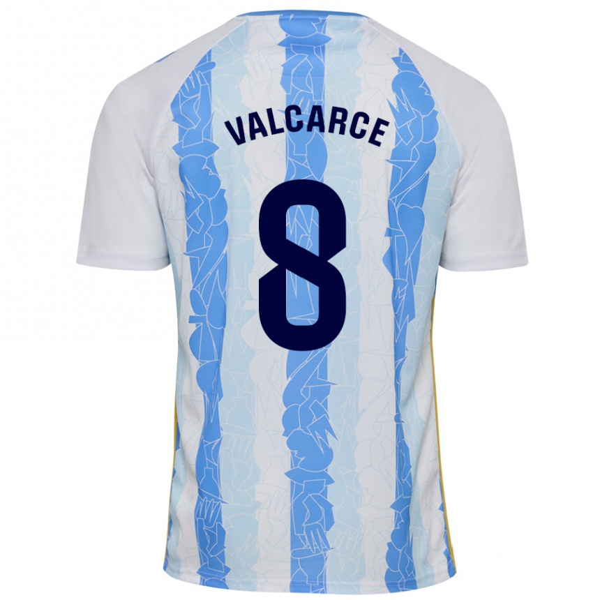 Gyermek Labdarúgás Alejandro Valcarce #8 Fehér Kék Hazai Jersey 2024/25 Mez Póló Ing