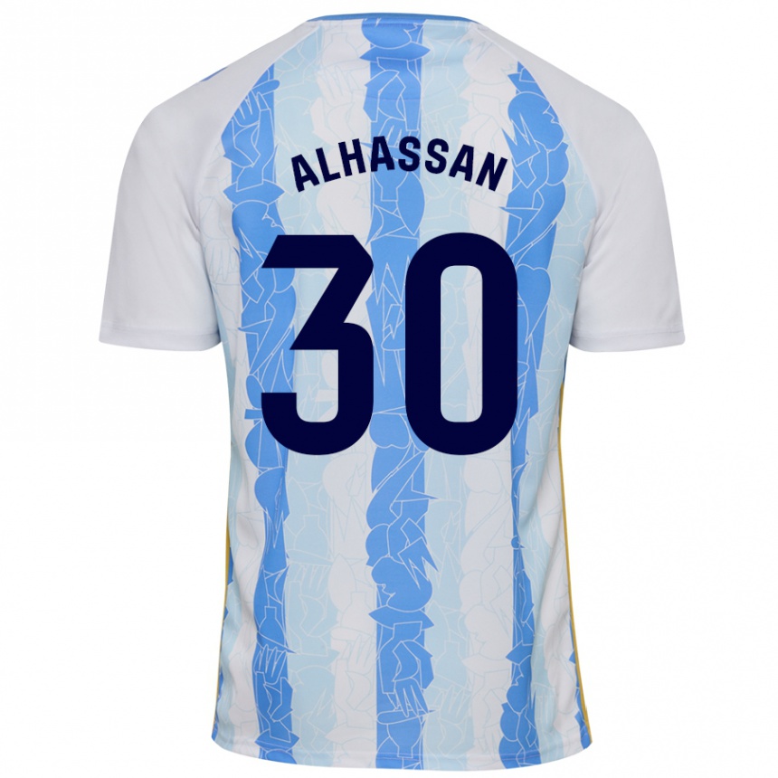 Gyermek Labdarúgás Mubarak Alhassan #30 Fehér Kék Hazai Jersey 2024/25 Mez Póló Ing