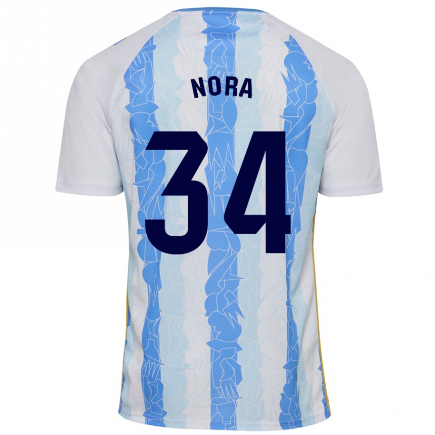 Gyermek Labdarúgás Nora #34 Fehér Kék Hazai Jersey 2024/25 Mez Póló Ing