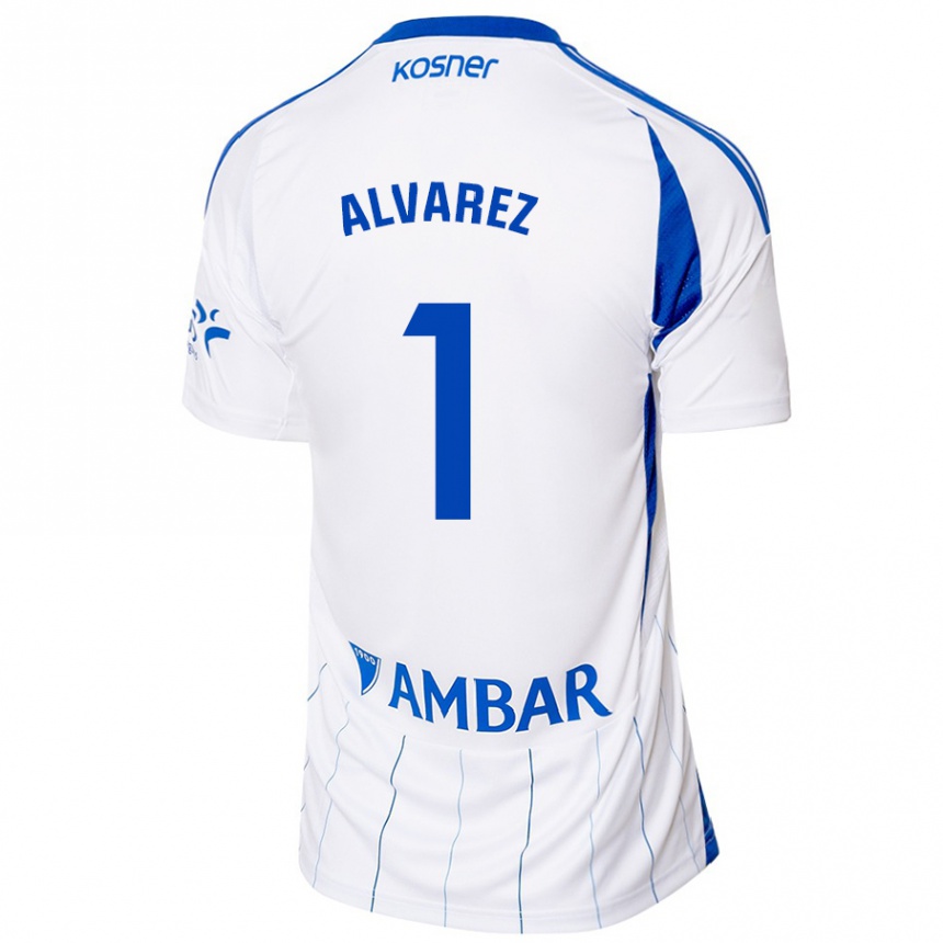 Gyermek Labdarúgás Cristian Álvarez #1 Piros Fehér Hazai Jersey 2024/25 Mez Póló Ing