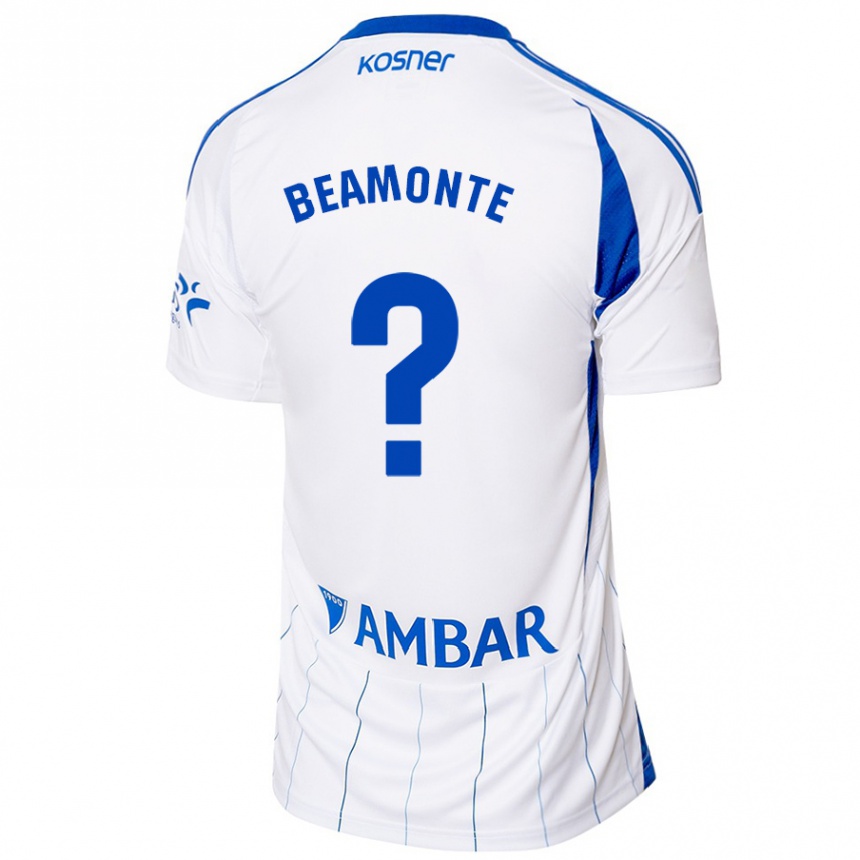 Gyermek Labdarúgás Adrián Beamonte #0 Piros Fehér Hazai Jersey 2024/25 Mez Póló Ing