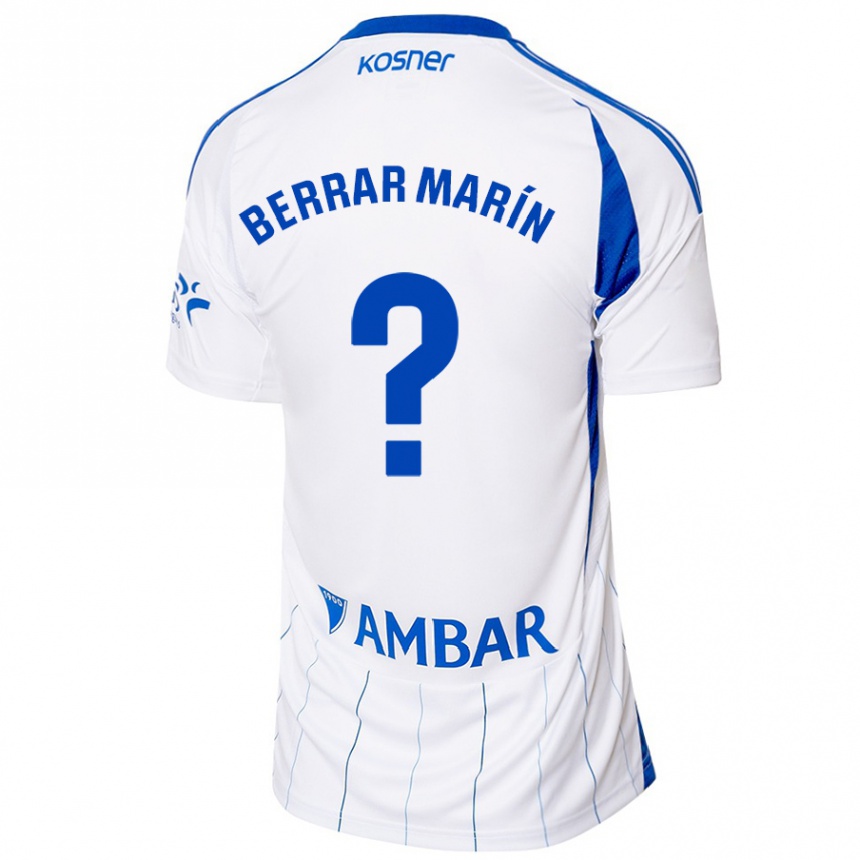 Gyermek Labdarúgás Sergio Berrar Marín #0 Piros Fehér Hazai Jersey 2024/25 Mez Póló Ing