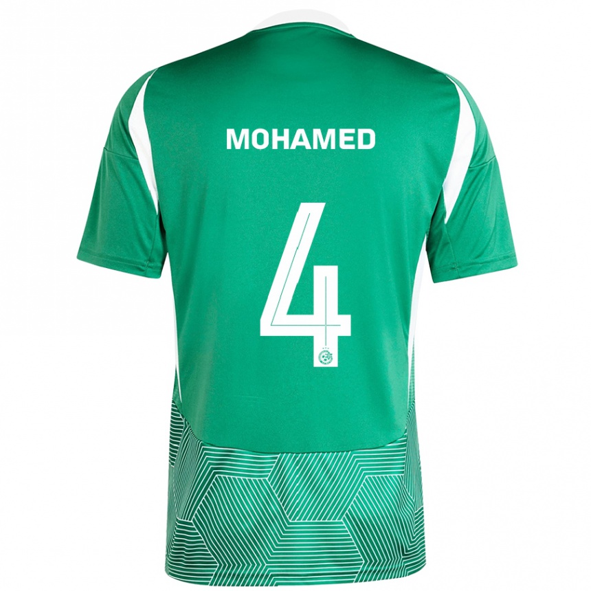 Gyermek Labdarúgás Ali Mohamed #4 Zöld Fehér Hazai Jersey 2024/25 Mez Póló Ing