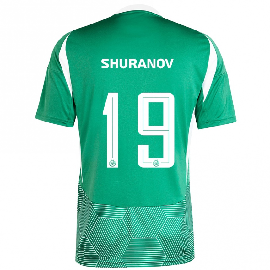 Gyermek Labdarúgás Erik Shuranov #19 Zöld Fehér Hazai Jersey 2024/25 Mez Póló Ing