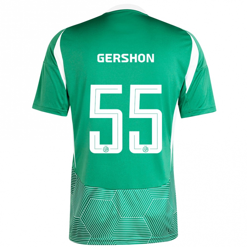 Gyermek Labdarúgás Rami Gershon #55 Zöld Fehér Hazai Jersey 2024/25 Mez Póló Ing