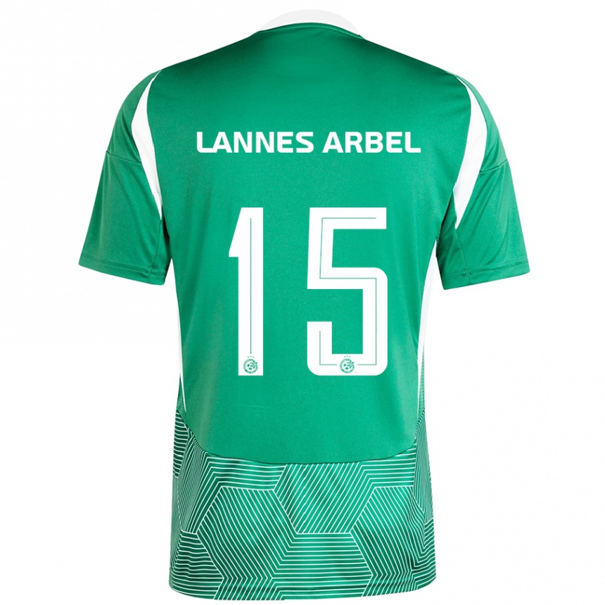 Gyermek Labdarúgás Tomer Lannes Arbel #15 Zöld Fehér Hazai Jersey 2024/25 Mez Póló Ing