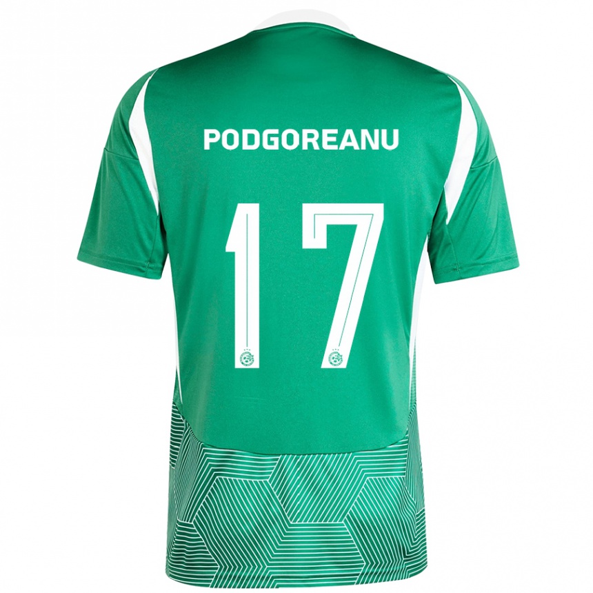 Gyermek Labdarúgás Suf Podgoreanu #17 Zöld Fehér Hazai Jersey 2024/25 Mez Póló Ing