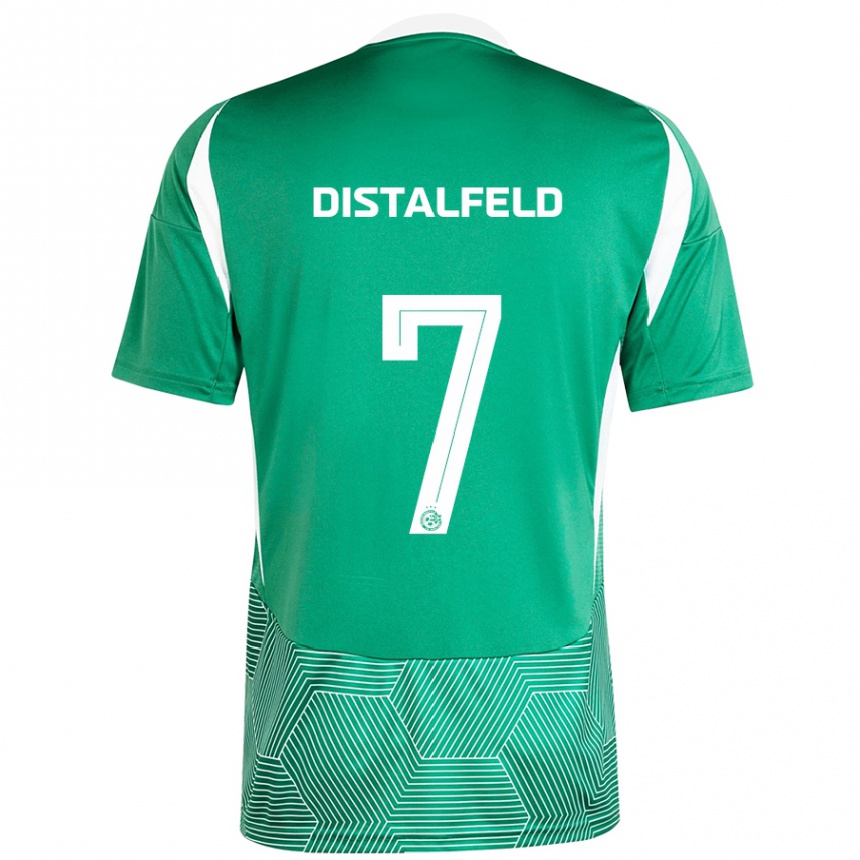 Gyermek Labdarúgás Yanai Distalfeld #7 Zöld Fehér Hazai Jersey 2024/25 Mez Póló Ing