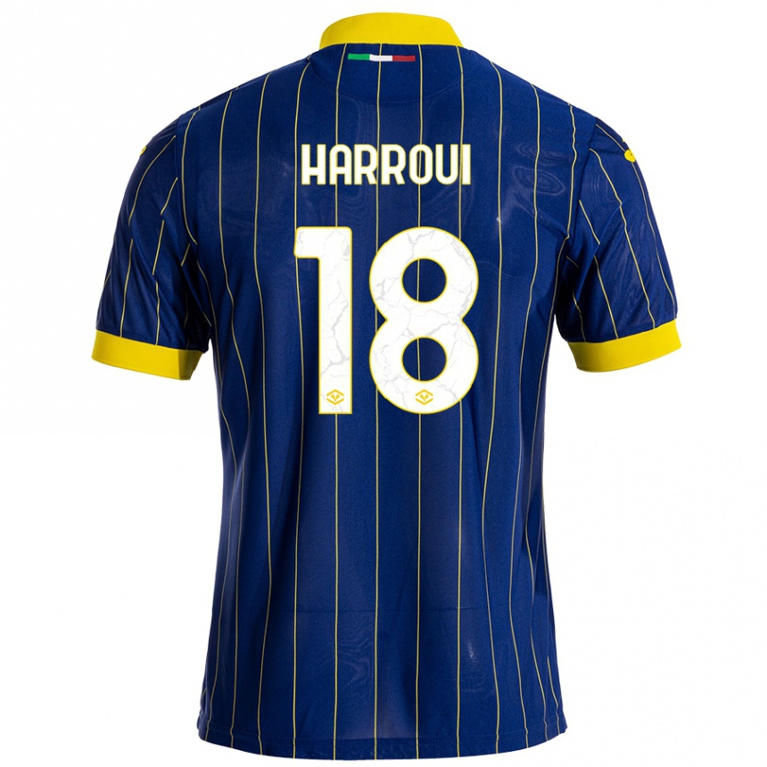 Gyermek Labdarúgás Abdou Harroui #18 Kék Sárga Hazai Jersey 2024/25 Mez Póló Ing