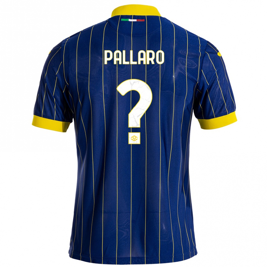 Gyermek Labdarúgás Alessandro Pallaro #0 Kék Sárga Hazai Jersey 2024/25 Mez Póló Ing