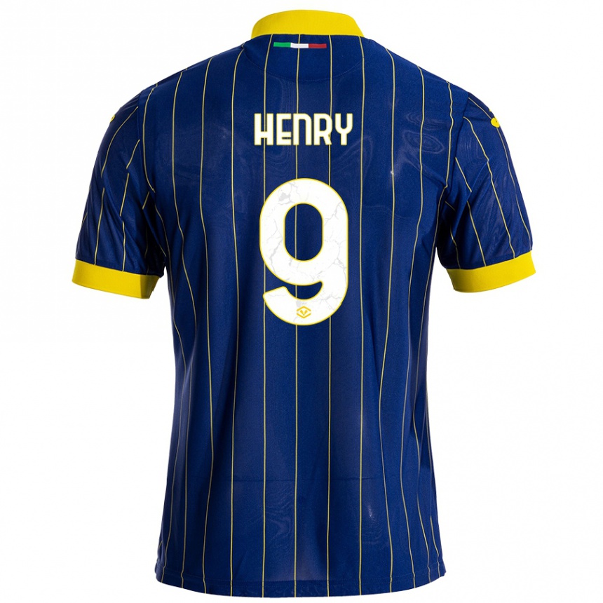 Gyermek Labdarúgás Thomas Henry #9 Kék Sárga Hazai Jersey 2024/25 Mez Póló Ing