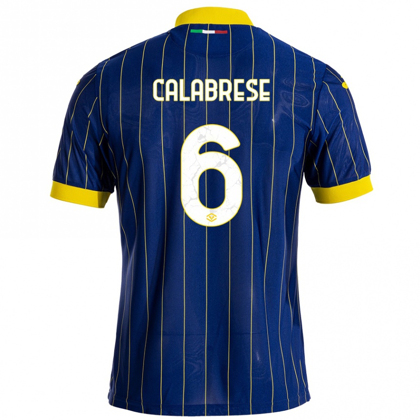 Gyermek Labdarúgás Nicolò Calabrese #6 Kék Sárga Hazai Jersey 2024/25 Mez Póló Ing