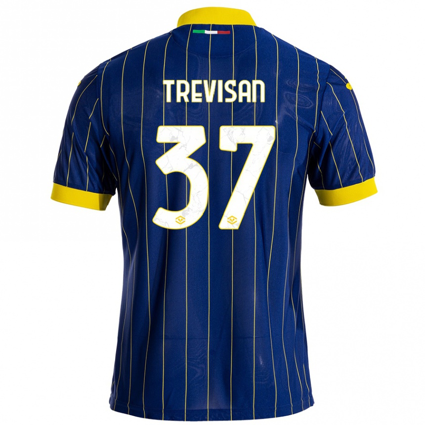 Gyermek Labdarúgás Michael Trevisan #37 Kék Sárga Hazai Jersey 2024/25 Mez Póló Ing