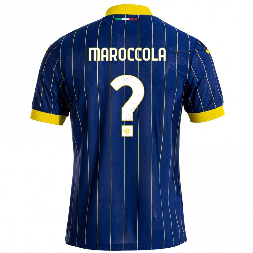 Gyermek Labdarúgás Francesco Maroccola #0 Kék Sárga Hazai Jersey 2024/25 Mez Póló Ing