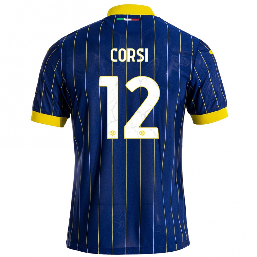 Gyermek Labdarúgás Sara Corsi #12 Kék Sárga Hazai Jersey 2024/25 Mez Póló Ing