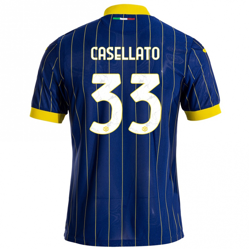 Gyermek Labdarúgás Elisa Casellato #33 Kék Sárga Hazai Jersey 2024/25 Mez Póló Ing