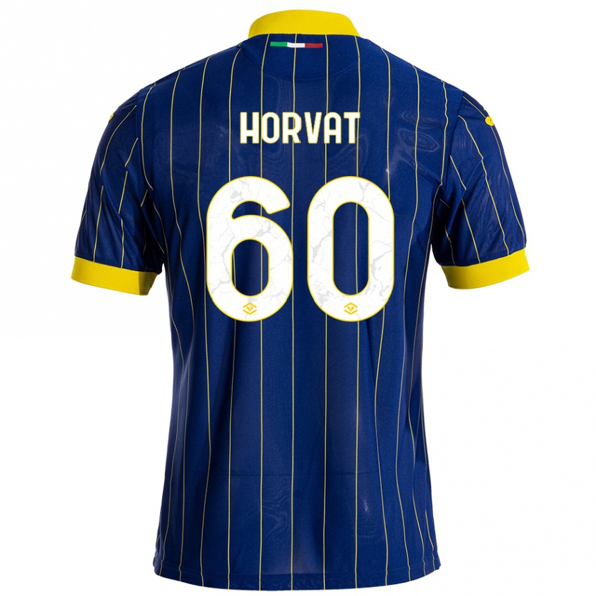 Gyermek Labdarúgás Mihaela Horvat #60 Kék Sárga Hazai Jersey 2024/25 Mez Póló Ing