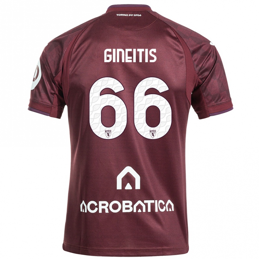 Gyermek Labdarúgás Gvidas Gineitis #66 Barna Fehér Hazai Jersey 2024/25 Mez Póló Ing