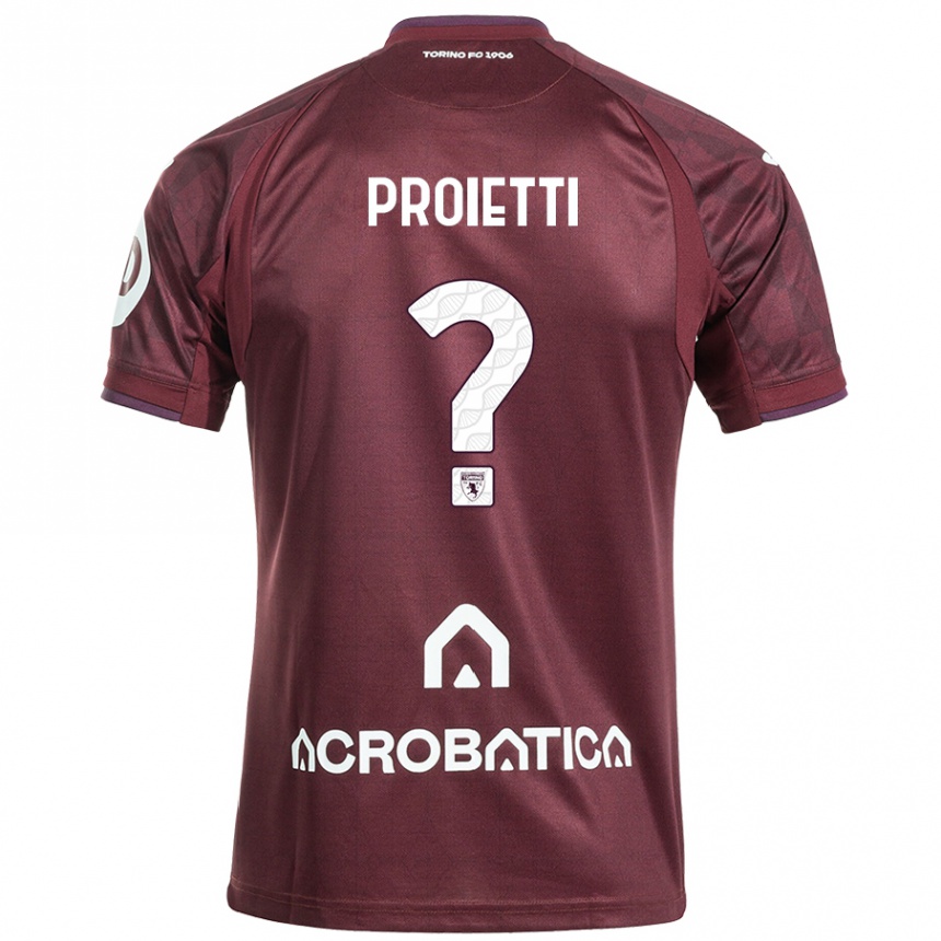 Gyermek Labdarúgás Riccardo Proietti #0 Barna Fehér Hazai Jersey 2024/25 Mez Póló Ing