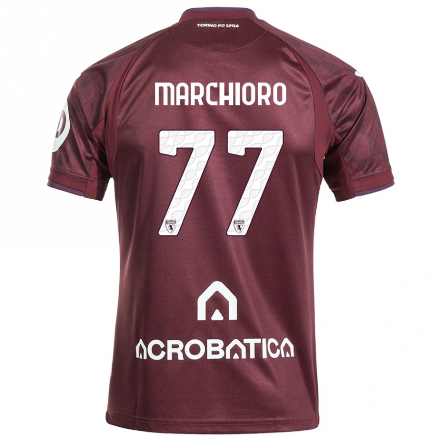 Gyermek Labdarúgás Raffaele Marchioro #77 Barna Fehér Hazai Jersey 2024/25 Mez Póló Ing