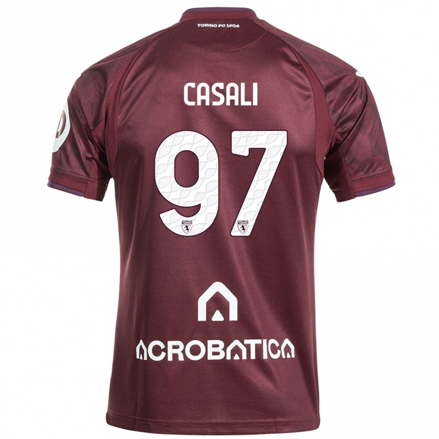 Gyermek Labdarúgás Michele Casali #97 Barna Fehér Hazai Jersey 2024/25 Mez Póló Ing