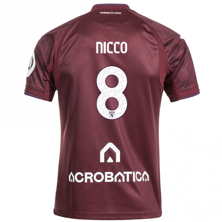 Gyermek Labdarúgás Giada Nicco #8 Barna Fehér Hazai Jersey 2024/25 Mez Póló Ing