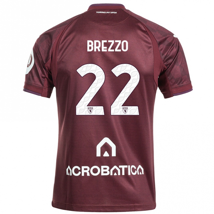 Gyermek Labdarúgás Matteo Brezzo #22 Barna Fehér Hazai Jersey 2024/25 Mez Póló Ing