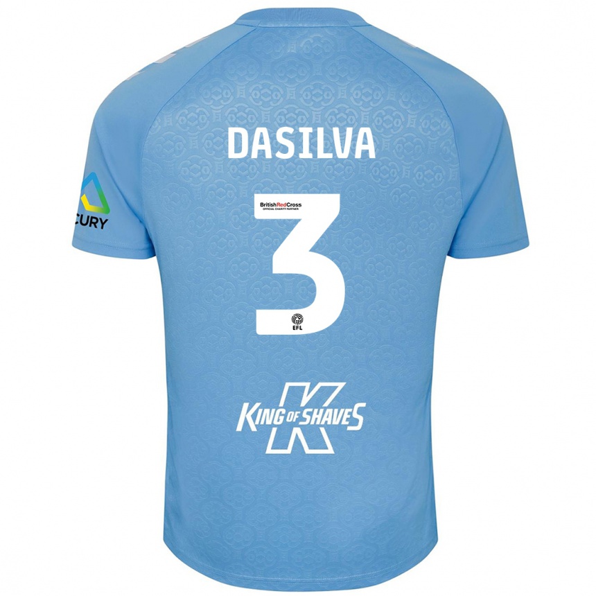 Gyermek Labdarúgás Jay Dasilva #3 Kék Fehér Hazai Jersey 2024/25 Mez Póló Ing