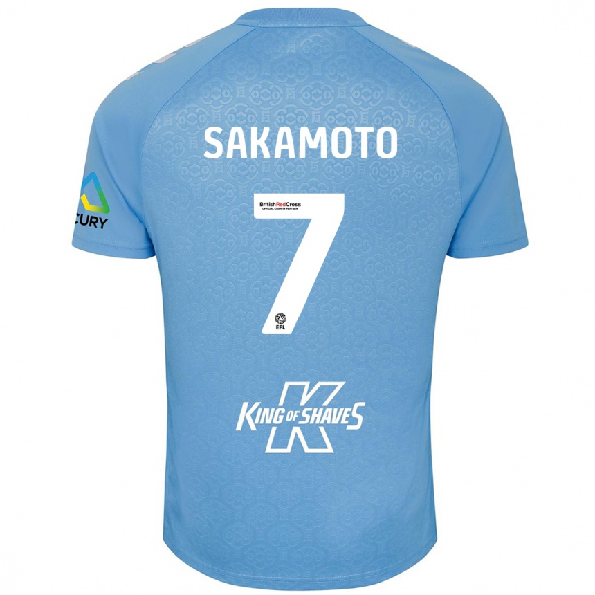 Gyermek Labdarúgás Tatsuhiro Sakamoto #7 Kék Fehér Hazai Jersey 2024/25 Mez Póló Ing