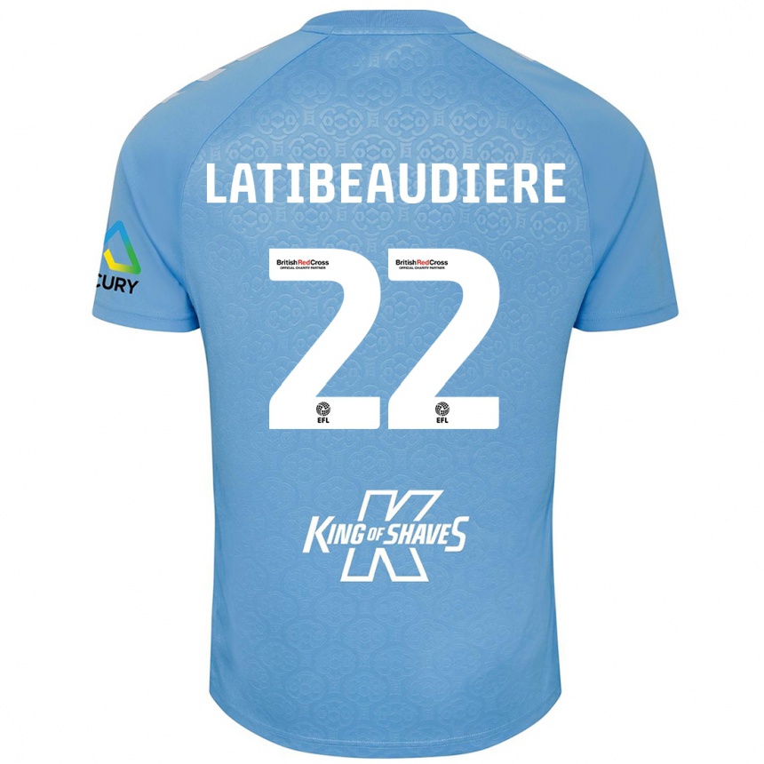 Gyermek Labdarúgás Joel Latibeaudiere #22 Kék Fehér Hazai Jersey 2024/25 Mez Póló Ing